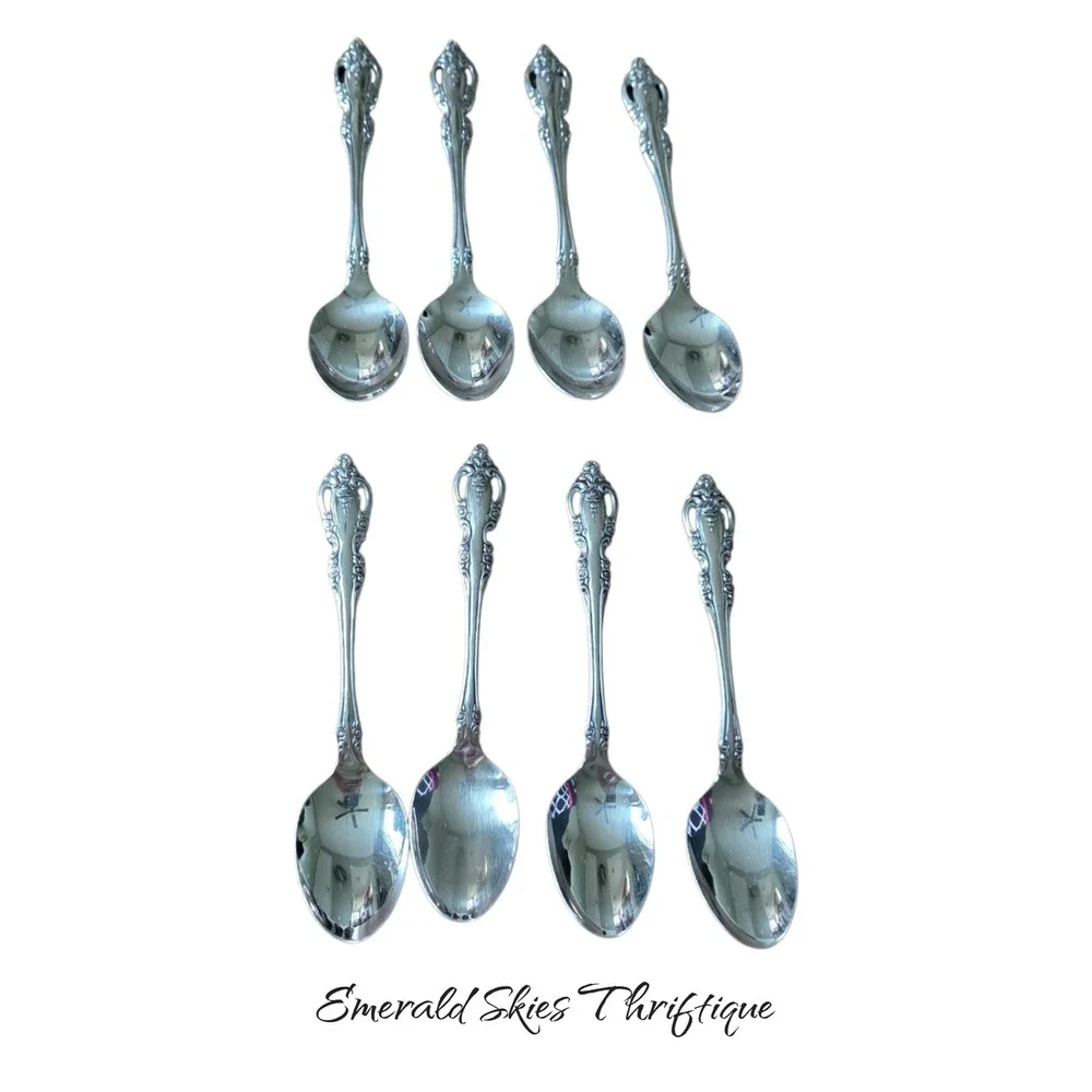 Oneida Brahms Set of 8 tea Spoons Community Stainless Flatware *FREE SHIP*